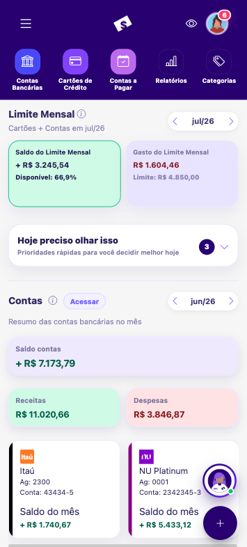 Tela mobile inicial inteligente do Kardt